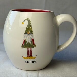 Rae Dunn Artisan Collection by Magenta Gnome Elf Merry Mug Red inside